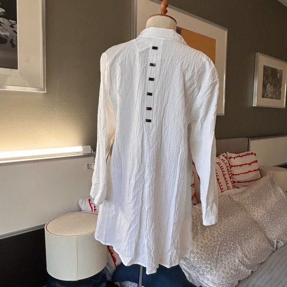 Habitat Crinkle Knit Fabric Tent Blouse in White NWT SMALL - 1C833 - Picture 5 of 13